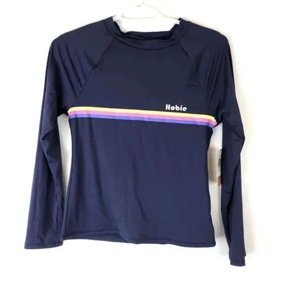Hobie Girl’s Blue Long Sleeve Rashguard and Bikini Bottom Swimsuit Set Size 16